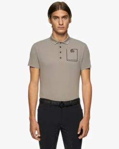 Men's Cavalleria Toscana Raceway Polo Short Sleeve -Best Equestrian Store men team raceway polo ss taupgrey front POU301 PA060 8C00 CT 33628.1659815419