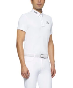 Cavalleria Toscana Men's CT Team Short Sleeve Polo -Best Equestrian Store mens CT team polo SS white side POU237 PA048 0001 cavalleria 96423.1624996140