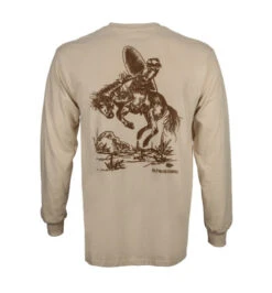 Men's SaltWater Riders Bronc T-Shirt -Best Equestrian Store mens bronc tee LS sand back SW Riders 06765.1687386842