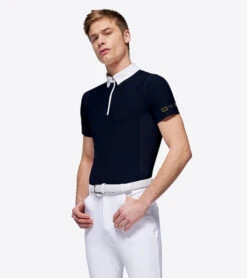Men's RG Zip Competition Polo Short Sleeve -Best Equestrian Store mens competition zip polo ss navy side POM005 JS001 7901 cavalleria toscana 02601.1670292355