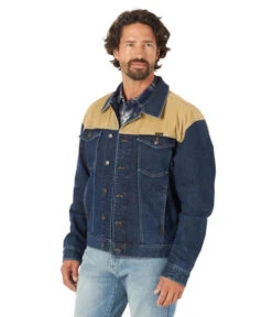 Men's Wrangler Corduroy Yoke Denim Jacket -Best Equestrian Store mens cord denim jacket tiger eye front 112318259 wrangler 16262.1661915942