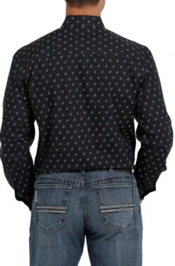 Cinch Modern Fit Print Shirt Long Sleeve -Best Equestrian Store moder fit print ls navy back MTW1347045 miller 95562.1652992348