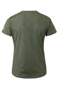 Horze Nina Tech Horse Print Tee -Best Equestrian Store nina tech horse print tee olive back 33575 OVGR horze 74401.1652041133