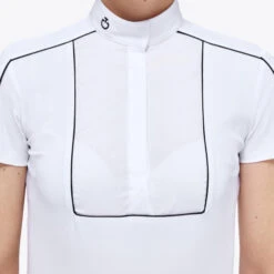 Cavalleria Toscana Outline Piping Shirt Short Sleeve -Best Equestrian Store outline piping compet ss white front detail CAD209 JE022 0001 cavalleria toscana 05417.1649541772