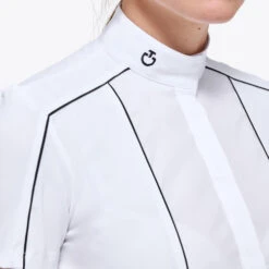 Cavalleria Toscana Outline Piping Shirt Short Sleeve -Best Equestrian Store outline piping compet ss white side detail CAD209 JE022 0001 cavalleria toscana 49687.1649541779