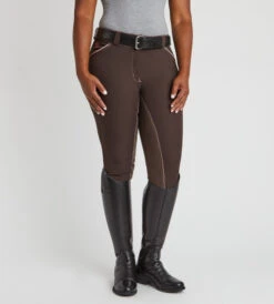 Piper Evolution Breeches Full Seat -Best Equestrian Store piper evolution fs brown pink front 33064 smartpak 52731.1665609301