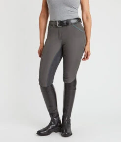 Piper Evolution Breeches Full Seat -Best Equestrian Store piper evolution fs charcoal jade front 33064 smartpak 77374.1665608904