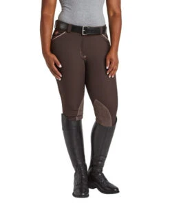 Piper Evolution Breeches Knee Patch -Best Equestrian Store piper evolution kp brown pink front 33063 smartpak 06569.1665704810