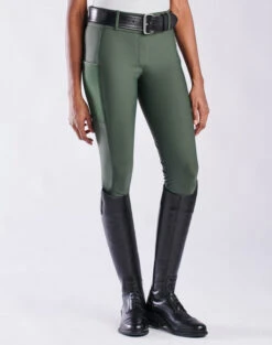 Piper Fusion Breeches Knee Grip -Best Equestrian Store piper fusion knee grip dk.olive front 32382 smartpak 35300.1679003739