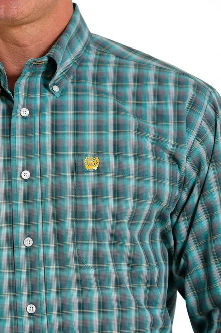 Men's Cinch Teal Plaid Shirt Long Sleeve 1 Men's Cinch Teal Plaid Shirt Long Sleeve