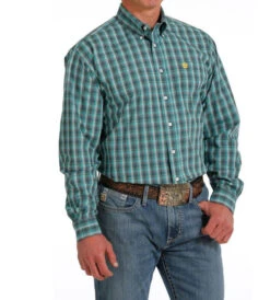 Men's Cinch Teal Plaid Shirt Long Sleeve 8 Men's Cinch Teal Plaid Shirt Long Sleeve -Best Equestrian Store plaid shirt ls teal side MTW1105578 cinch 85786.1689643132