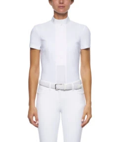 Cavalleria Toscana Pleated Shirt Short Sleeve 11 Cavalleria Toscana Pleated Shirt Short Sleeve -Best Equestrian Store pleated jersey SS white front CAD153 JE022 0001 CT 04632.1670880188