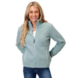 Roper Polar Fleece Zip Jacket -Best Equestrian Store polar fleece zip mintgrn front 0309802506175 roper 92863.1666805030