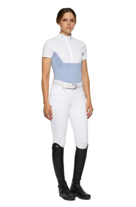 Cavalleria Toscana Seersucker Poplin Bib Shirt Short Sleeve 2 Cavalleria Toscana Seersucker Poplin Bib Shirt Short Sleeve - Image 2