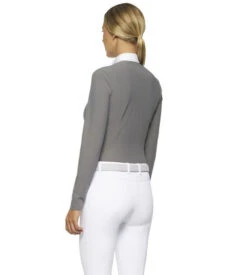 Cavalleria Toscana Poplin Bib Competition LS Polo -Best Equestrian Store poplin bib jersey comp polo LS grey back POD256 JE022 8980 CT 43134.1655842554