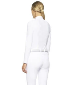 Cavalleria Toscana Poplin Bib Competition LS Polo -Best Equestrian Store poplin bib jersey comp polo LS white back POD256 JE022 0001 CT 31758.1655842573