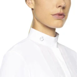 Cavalleria Toscana Poplin Bib Competition LS Polo -Best Equestrian Store poplin bib jersey comp polo LS white collar POD256 JE022 0001 CT 13675.1655842566