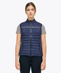 Cavalleria Toscana Team Puffer Vest -Best Equestrian Store puffer vest smoky blue front GLD266 NY092 7E00 CT 65007.1675967382