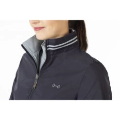 HKM Reverse Blouson Jacket -Best Equestrian Store reverse blouson jacket dark blue sage blue detail 13135 6955 hkm 38272.1651779782