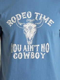 Rock & Roll Denim Men's Rodeo Time Tee -Best Equestrian Store rodeo time tee ss blue detail RRMT21RZM8 rock and roll 67375.1656267406