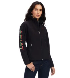 Ariat Rosas Team Softshell Jacket -Best Equestrian Store rosas team softshell black front 10042115 ariat 77684.1661622300