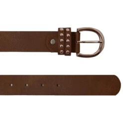 Horze Rose Gold Buckle Belt -Best Equestrian Store rose gold buckle belt bison dark brown ends 33394 BDBB horze 04687.1648673523