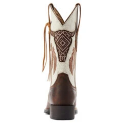 Ariat Round Up Southwest StretchFit Western Boot -Best Equestrian Store round up sw stretchfit brown.wh heel 10044434 ariat 46107.1677192567