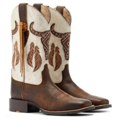 Ariat Round Up Southwest StretchFit Western Boot -Best Equestrian Store round up sw stretchfit brown.wh hero 10044434 ariat 18143.1677192558