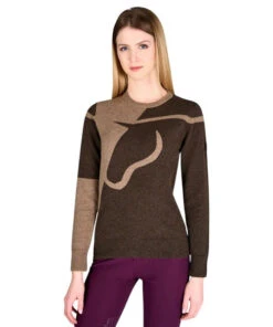 Vestrum San Cassiano Crew Neck Sweater -Best Equestrian Store san cassiano crewneck tan brown front W5087 50015 59 vestrum 61032.1666402178
