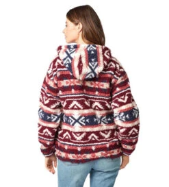 Wrangler Sherpa Print Hoodie -Best Equestrian Store sherpa print hoodie burgundy back 112321245 wrangler 45128.1665621327