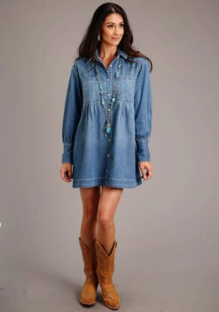 Stetson Denim Shirt Style Dress 7 Stetson Denim Shirt Style Dress -Best Equestrian Store shirt style dress denim front 1105705942031 stetson 10899.1678216300