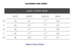 Calverro Short Stripe Show Shirt -Best Equestrian Store short stripe shirt size guide calverro 95251.1622318080