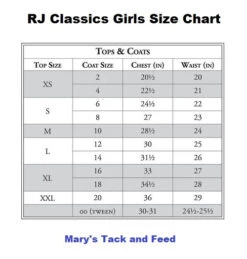 Girls RJ Classics Lexi Show Shirt -Best Equestrian Store size chart girls tops jackets rj classics 55363.1670893644