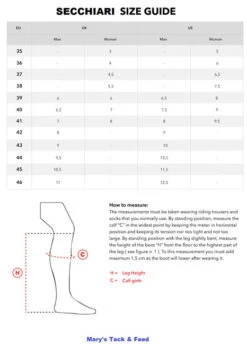Secchiari Classic Field Boots -Best Equestrian Store size guide secchiari boots 21367.1642365691
