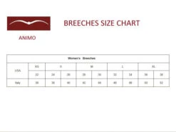 Animo Naspre Knee Grip Breeches -Best Equestrian Store size guide womens breeches animo 11795.1601157205