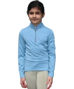 Girls Chestnut Bay SkyCool Shirt Long Sleeve -Best Equestrian Store skycool shirt LS silver blue chestnut bay 93562.1670692871