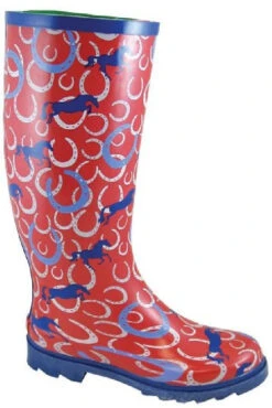Smoky Mountain Rubber Rain Boots -Best Equestrian Store smoky mtn boot horseshoes red 002 27900.1683841944