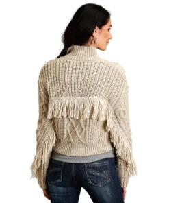 Stetson Fringe Sweater -Best Equestrian Store stetson fringe sweater tan back 1102705396049 stetson 09845.1661818204