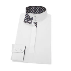 Essex Classics Talent Yarn Shirt Straight Collar -Best Equestrian Store straight collar LS horses navy ESL24W1 essex 30306.1660254604