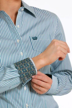 Cinch Tencel Mint Stripe Shirt