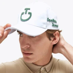 Cavalleria Toscana Tufted Stitch Cap -Best Equestrian Store tuffed stitch cap white green lifestyle CPU025 GA025 015L cavalleria toscana 37937.1678573867