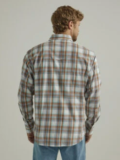 Men's Wrangler Wrinkle Resist Brown Plaid Shirt -Best Equestrian Store wrinkle resist plaid shirt brown back 112330396 wrangler 82192.1689459305