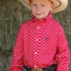 Boys Cinch Red Print Button-Down Shirt