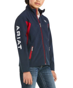 Ariat Youth New Team Softshell Jacket -Best Equestrian Store youth team softshell navy side 10019268 ariat 34432.1641431252