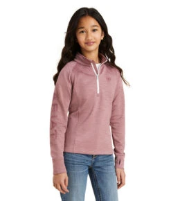Kids Ariat Tek Team Half Zip Sweatshirt -Best Equestrian Store yth tech team zip sweatshirt nst.rose front 10041203 ariat 12042.1679930602